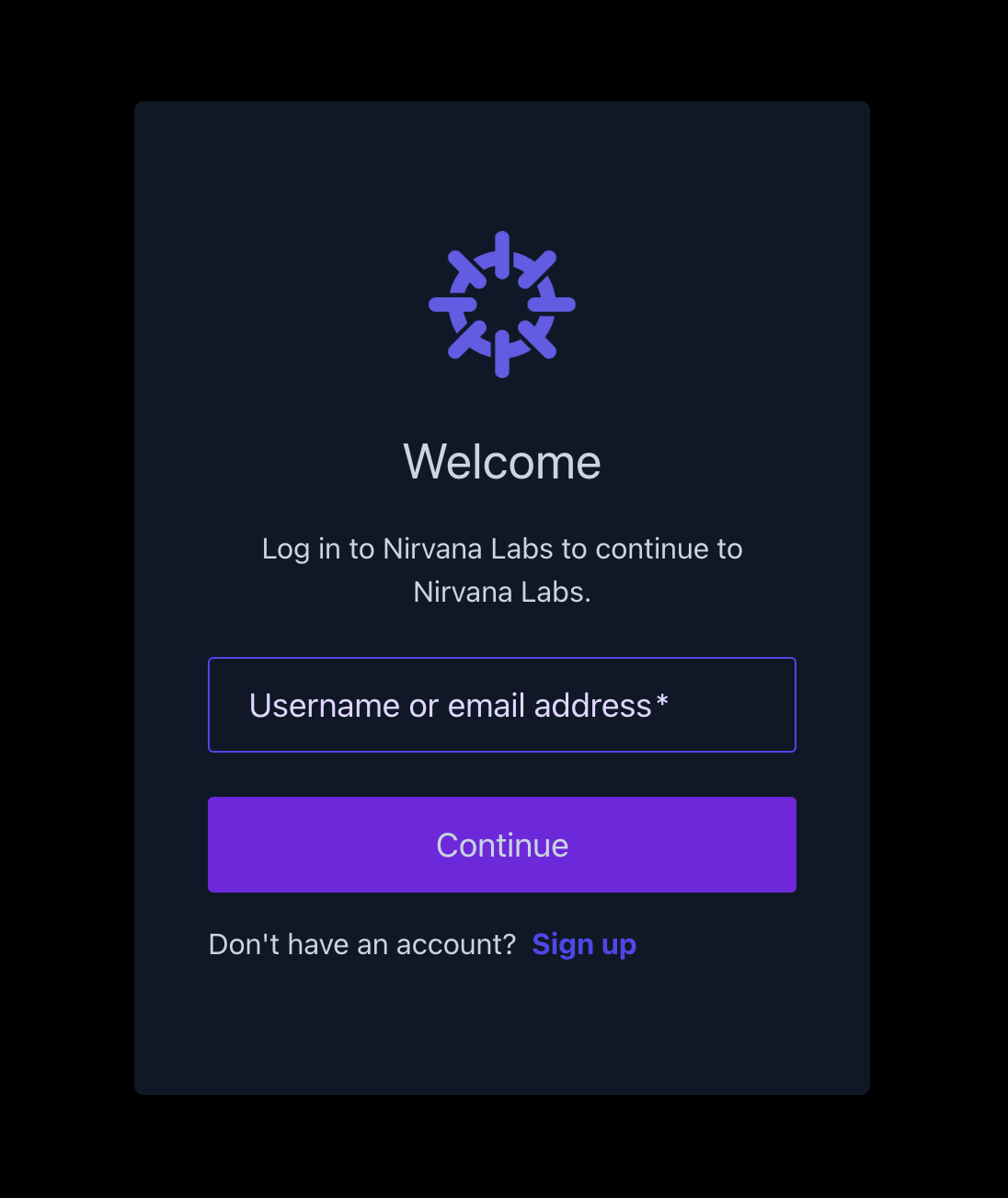 Dashboard login screen