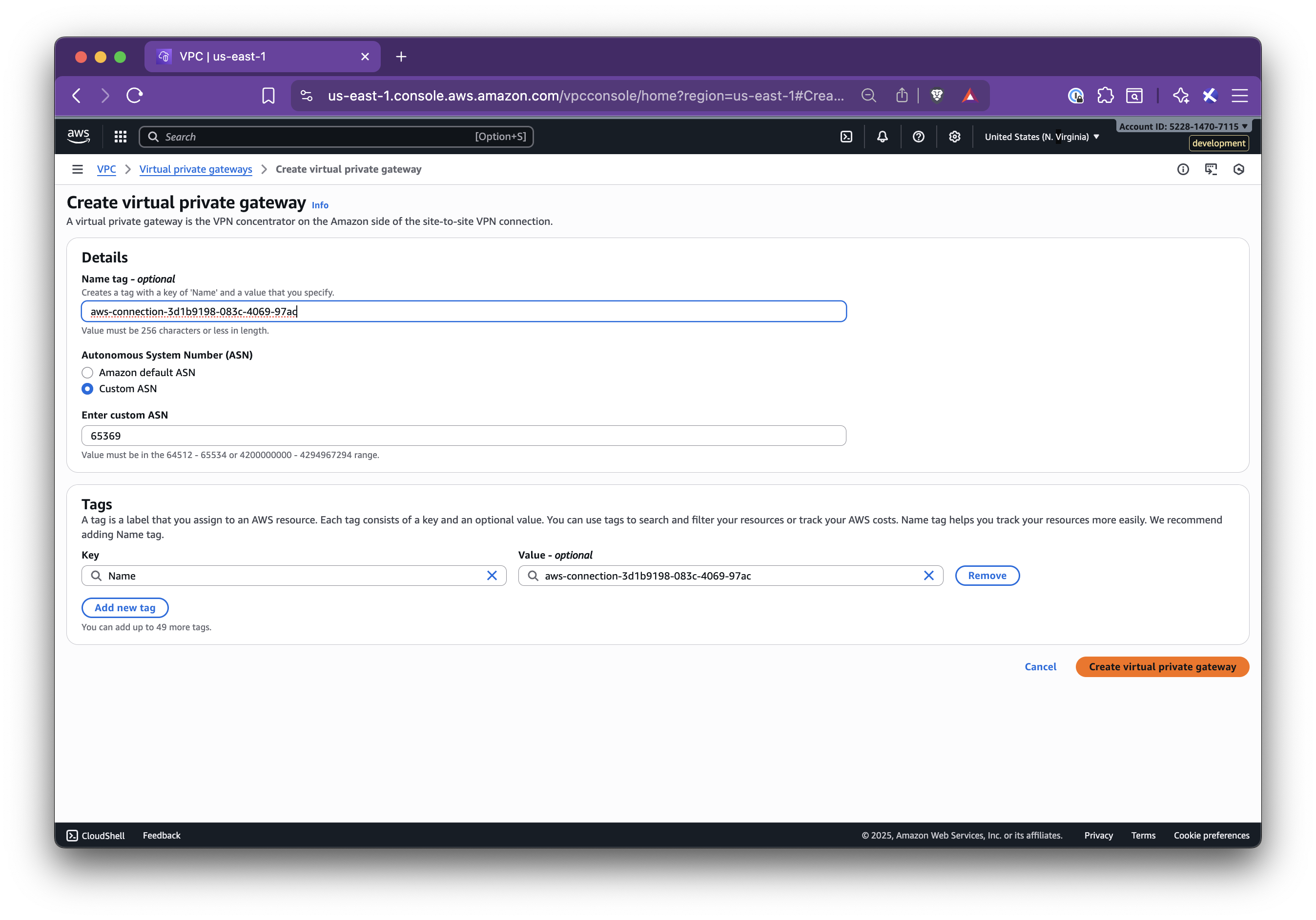 Virtual Private Gateway creation guide - Step 1
